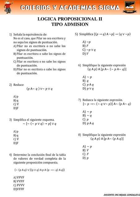 L Gica Proposicional Mijael Gonzales Galindo Udocz