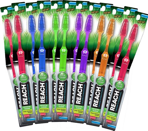 Reach Toothbrush Crystal Clean Soft 10 Assorted Colors 12