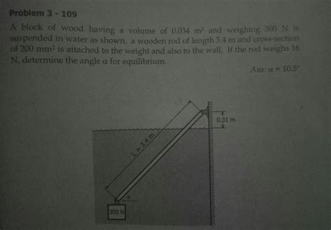 Solved Problem A Block Of Wood Having A Volume Of Chegg