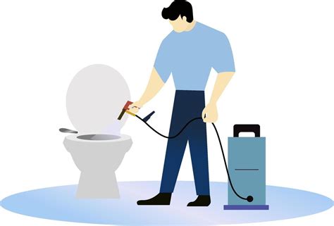 Man Cleaning Wc Vector Illustration Toilet Cleaning Service Concept