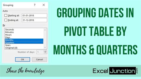 Grouping Dates In Pivottable By Months And Quarters Youtube