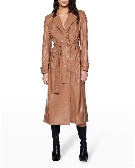 Bardot Hi Shine Faux Leather Trench Coat