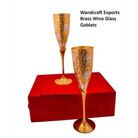 Wandcraft Exports Brass Wine Glass Goblet Set For Diwali And Corporate