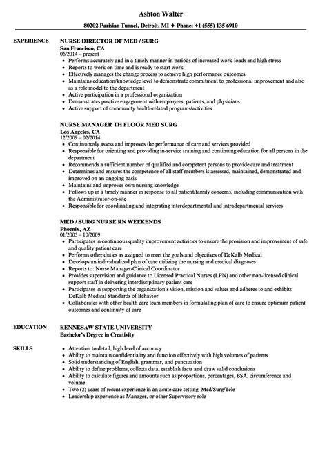 Med Surg Nurse Resume Template