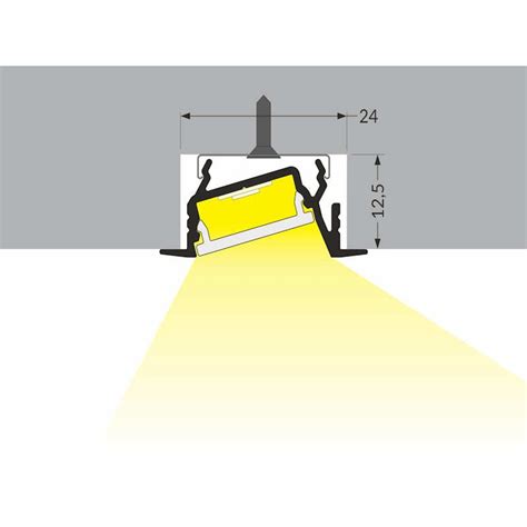 2 Meter LED Profil Einbau 15 Grad Schwarz Eloxiert Ohne Abdeckung 14m