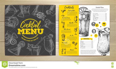 Vintage Cocktail Menu Design On Cardboard Vector Illustration 111037966