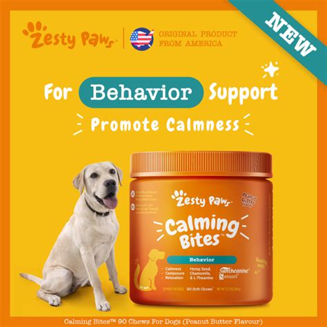 Zesty Paws Calming Bites With Suntheanine For Dogs Behavior Peanut