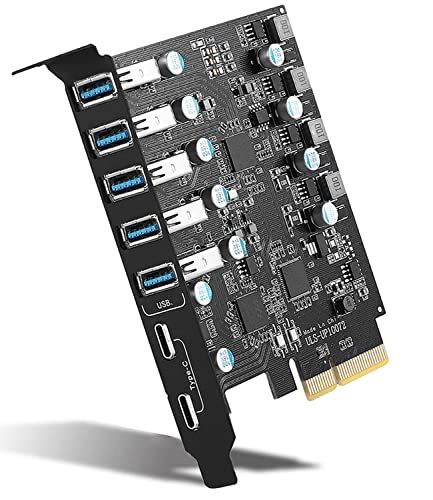 Tarjeta de expansión PCIe a USB 3 2 de 7 puertos 2 USB C 5 US