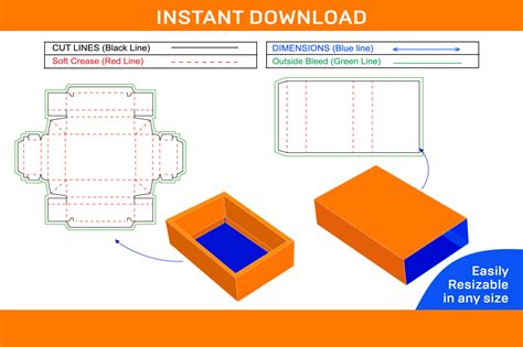 Match box, drawer sleeve gift box dieline template and 3D render file ...