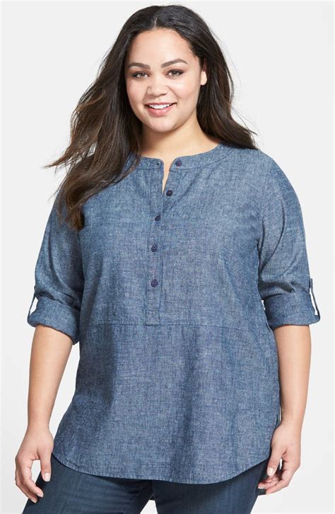 Eileen Fisher Chambray Tunic Shirt Plus Size Nordstrom