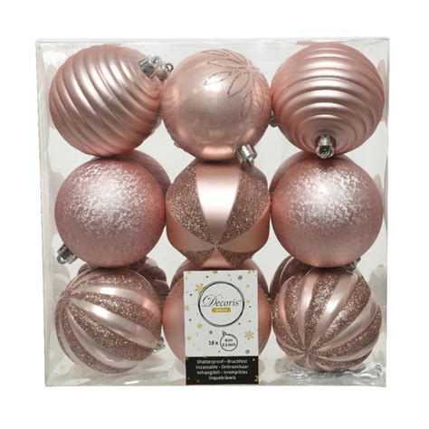 Decoris Kerstballen 18 Stuks Lichtroze Kunststof 8 Cm Leen Bakker