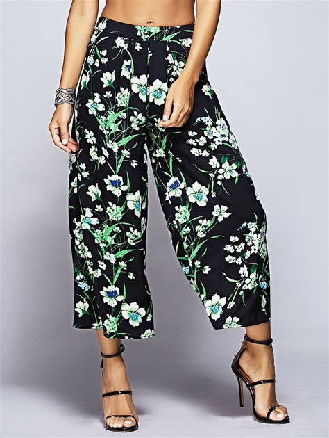 Tropical Floral Capri Palazzo Pants [48 Off] Rosegal