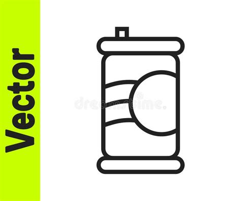 Black Line Soda Can Icon Isolated On White Background Vector Stock