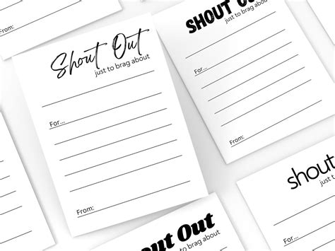 Printable Employee Shout Out Cards Staff Shout Out Form Employee