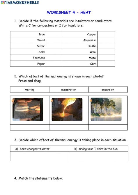 Heat Thermal Energy Worksheet Live Worksheets Worksheets Library