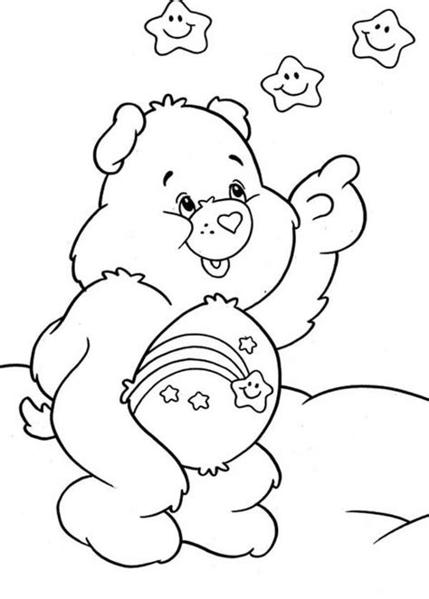 Care Bear, : Wish Bear Pointing at Stars in Care Bear Coloring Page ...