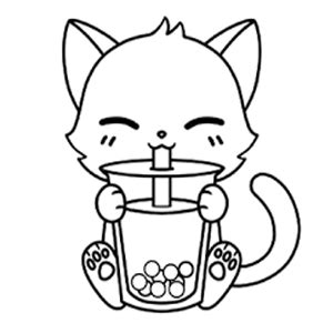 Amazon Cat Boba Tea Kawaii Coloring Book Super Cute Bubble Tea