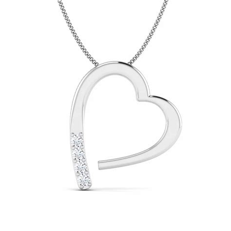 Customize Heart Shape Pendant 10kt White Gold Moissanite Diamond At Rs