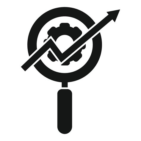 Graphic Of A Magnifying Glass Focusing On A Gear And Upward Arrow