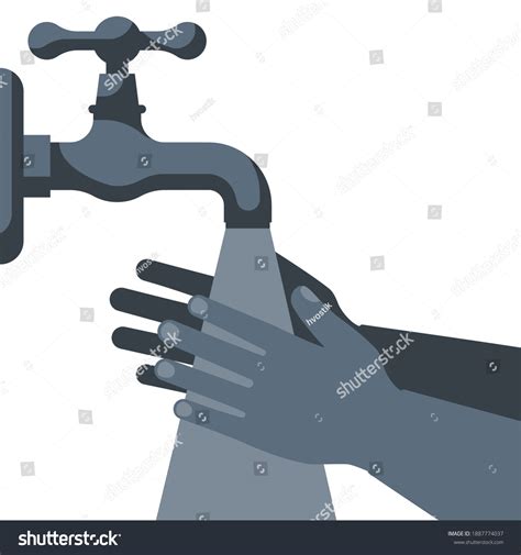 Hand Washing Under Tap Water Vector Stock Vector Royalty Free