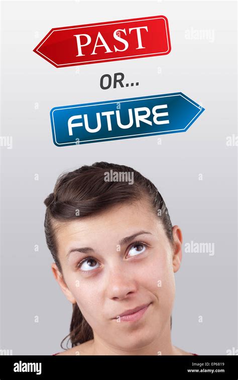 Young Girl Looking At Positive Negative Signs Stock Photo Alamy