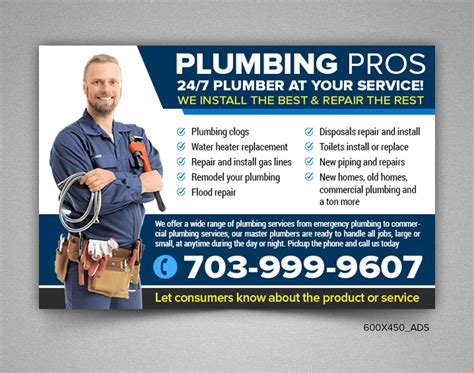 Upmarket Bold Plumbing Flyer Design For Plumbing Pros By Sai Designs