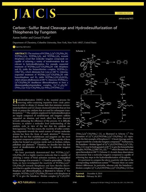 PDF Carbon Sulfur Bond Cleavage And Hydrodesulfurization Of