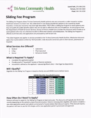 Fillable Online Triareahealth 2014 Sliding Fee Application And Income