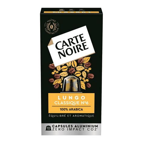 Carte Noire Capsules De Café Lungo Classique N°6 Compatibles Nespresso 10 Capsules 56g Pas Cher