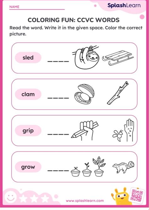 Ccvc Words Worksheets For 1st Graders Online Splashlearn