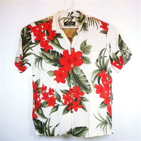 Mens Hawaiian Shirt Sz Xl Favant Vibrant Hibiscus Floral Bold Color