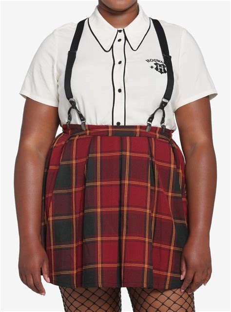 Hot Topic Harry Potter Gryffindor Pleated Suspender Skirt Plus