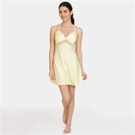 Zivame Non Padded Wirefree Relaxed Fit Lace Babydoll With Bikini Panty