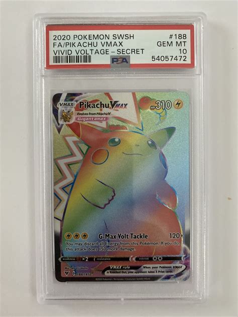 Mavin PSA 10 GEM MT Full Art Pikachu VMAX Secret Rainbow Vivid