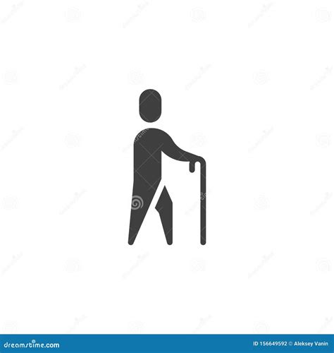 Old Man Walking With Stick Vector Icon Stock Vector Illustration Of