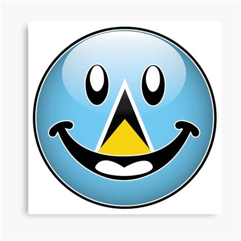 St Lucia Flag Happy Face Smiley Emoji Button Canvas Print By Identiti