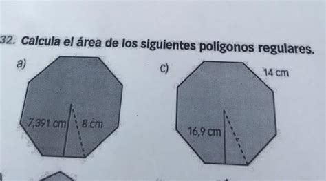 Calcula el área de los siguientes polígonos regulares Brainly lat