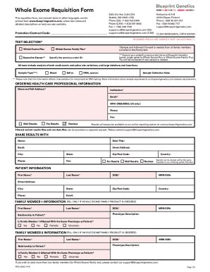 Fillable Online Fillable Online Whole Exome Requisition Form Fax