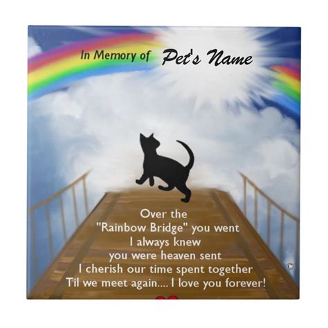 Rainbow Bridge Memorial Poem for Cats Tile | Zazzle