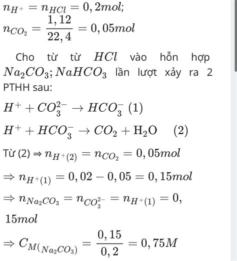 Cho T T Ml Dung D Ch Hcl M V O Ml Dung D Ch Ch A Nahco V