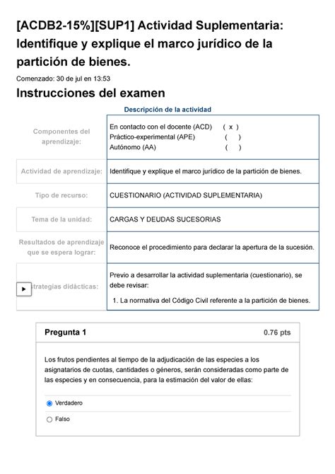 Examen Acdb Sup Actividad Suplementaria Acdb Sup