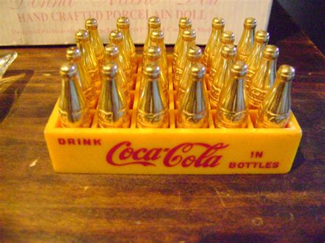 24 Pack Gold Coca Cola Miniature Bottles Mini Soda Coke Drink Case