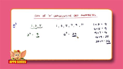 Find The Sum Of N Consecutive Odd Numbers Math Trick Math Trick Youtube