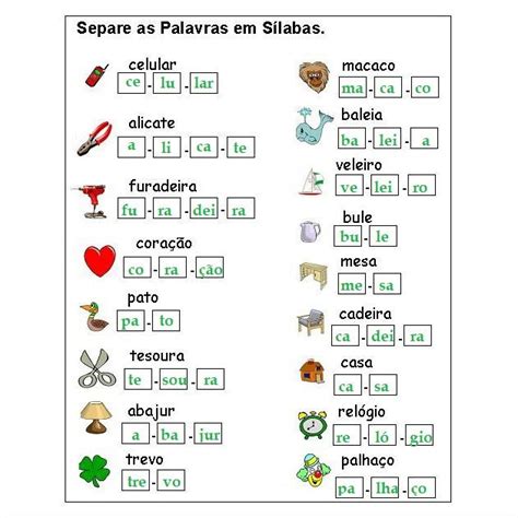 Exemplos De Silabas - Separação de Sílabas (Kids) - Toda Matéria