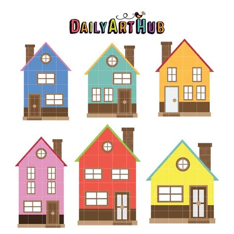 Colorful Houses Clip Art Set – Daily Art Hub // Graphics, Alphabets & SVG