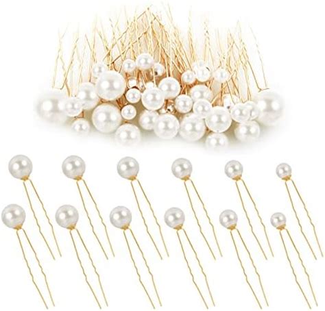 Amazon 32 Pieces Wedding Pearl Hair Pins Bridal Pearl Rhinestone