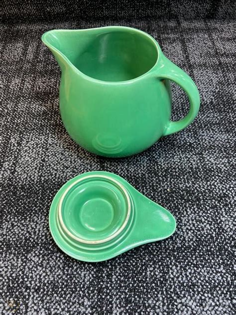 Vintage Fiesta Kitchen Kraft Green Covered Milk Jug Fiestaware Pitcher Retro 2065946420