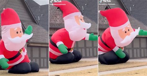 Giant Inflatable Santa Claus Sexy Dancing In High Winds Borninspace