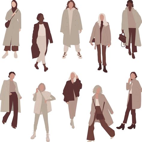 Flat Vector People Illustration Woman Clipart 10 Person Etsy