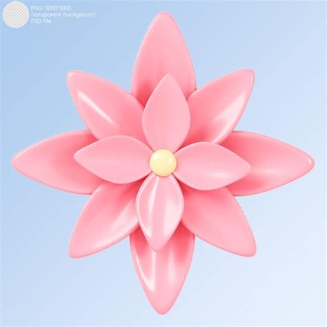 Premium Psd 3d Rendering Pink Flower Isolated On Background